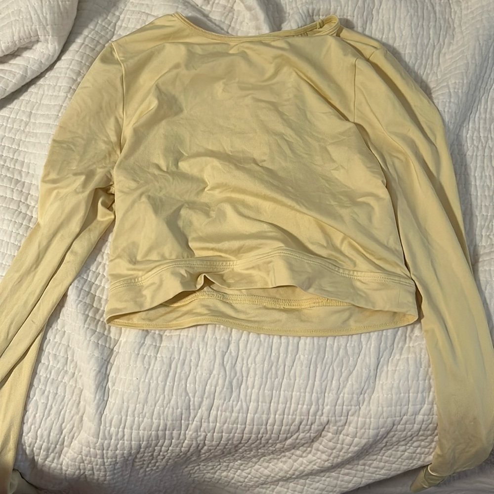 Yellow long sleeve open back shirt PacSun